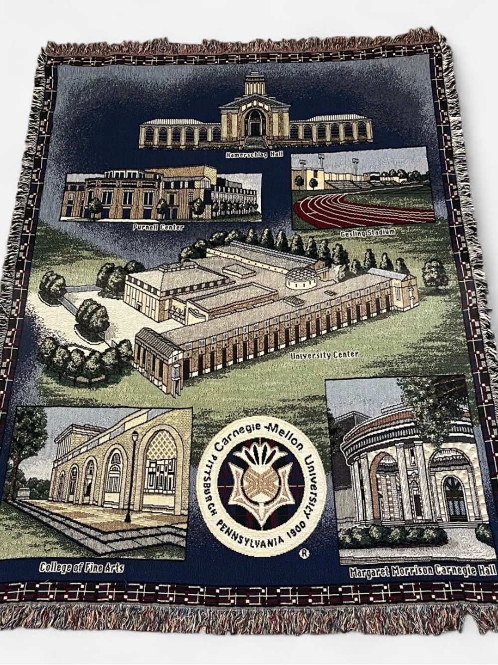 Vintage Carnegie Mellon University Blanket Size 50x70